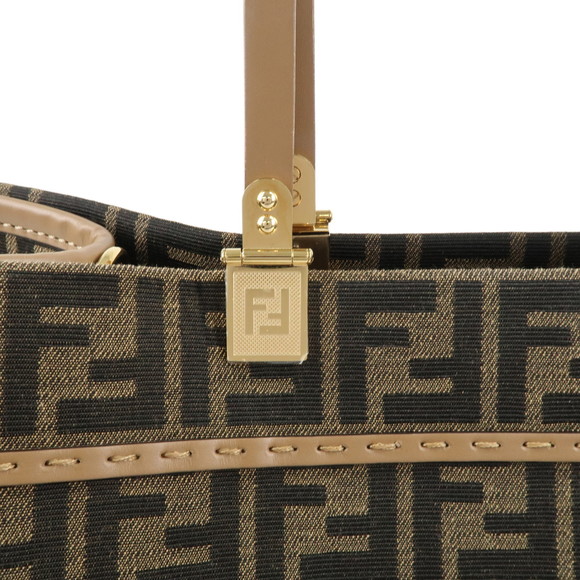 Fendi Zucca Canvas Leather Sunshine Tote Bag Large Khaki Beige - Picture 9 of 11